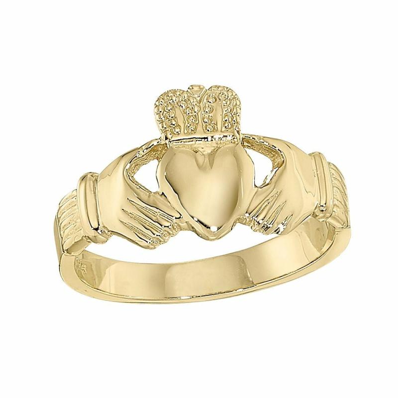 Men’s 14K Yellow Gold Extra Heavy Claddagh Ring Jewelry