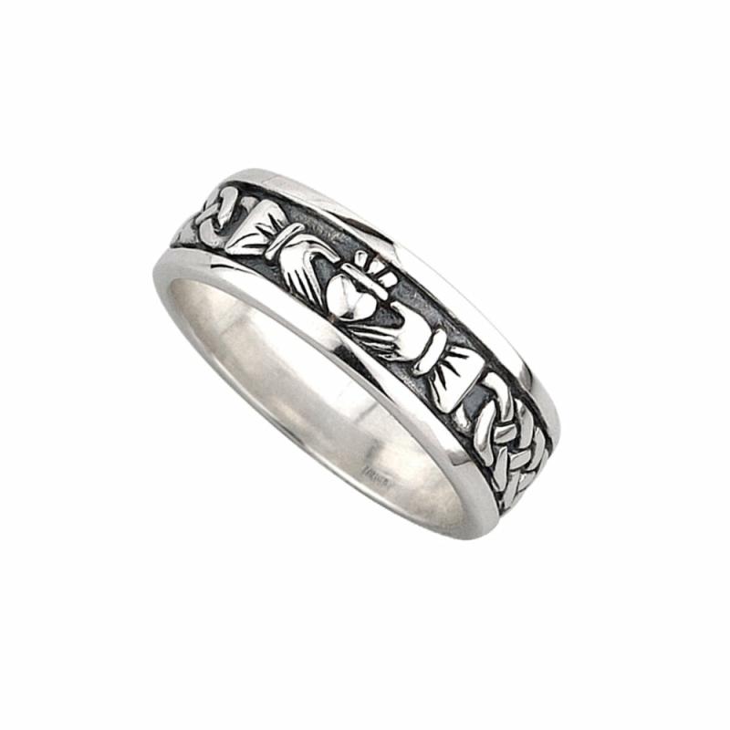 Men’s Silver Oxidized Claddagh Band Jewelry