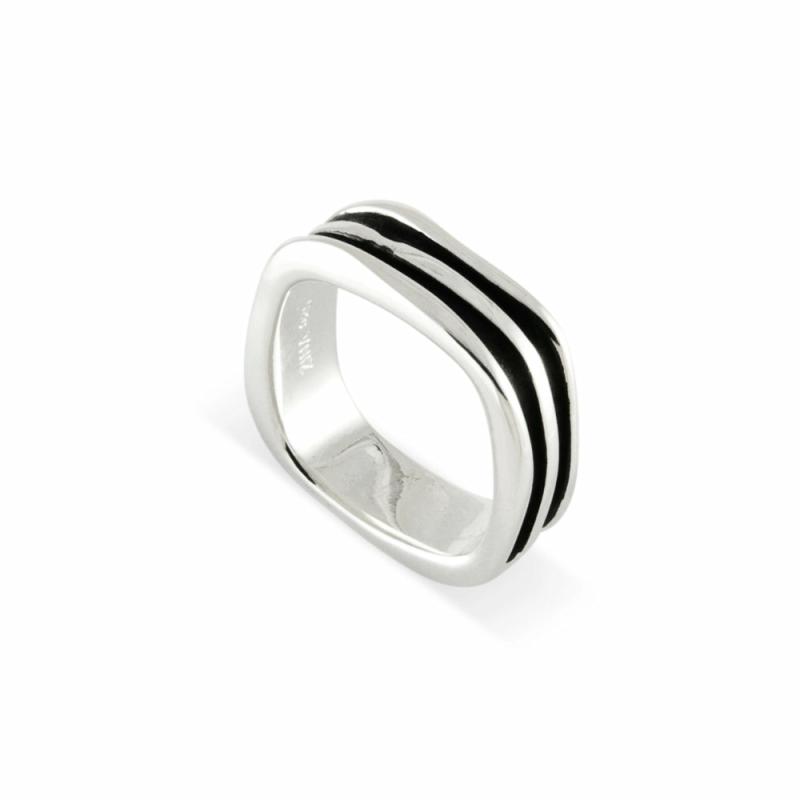 Men’s Silver Square Waves Ring Jewelry