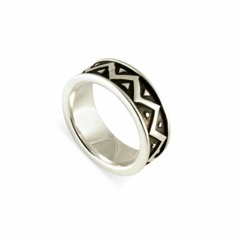 Men’s Silver Zig Zag Tiki Band Jewelry