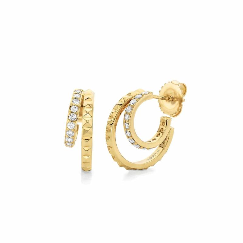 Michael M. 14K “Tetra” Double Huggie Hoops Earrings