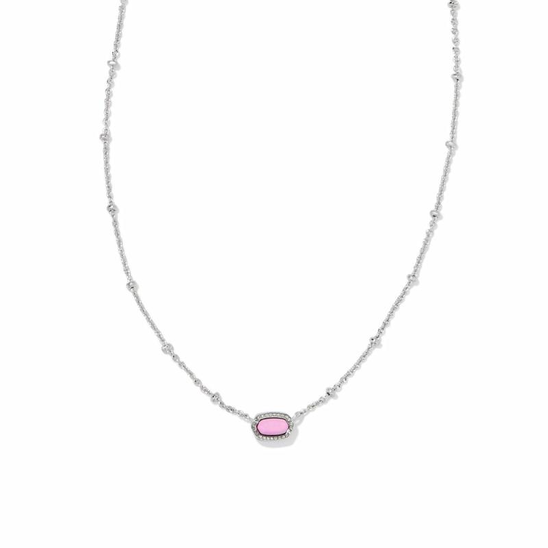 Mini Elisa Pendant Necklace – Rhodium Fuchsia Magnesite Jewelry