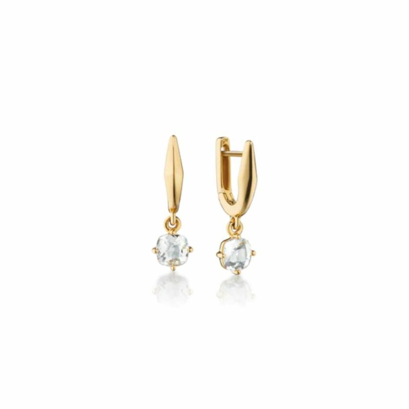 Mrk 18K Gold “Points North” Earring With Rock Crystal Earrings