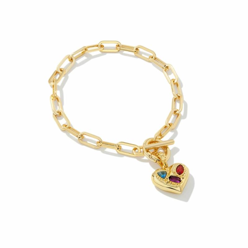 Penny Heart Chain Bracelet-Gold Bracelets