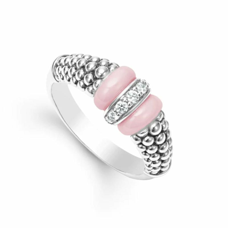 Pink Caviar Ceramic Caviar Diamond Ring Jewelry