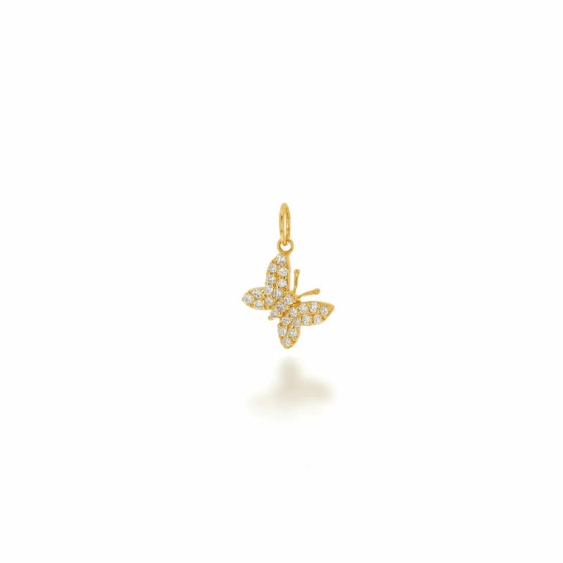 Rachel Reid 14K Mini Pave Butterfly Charm Charms & Pendants