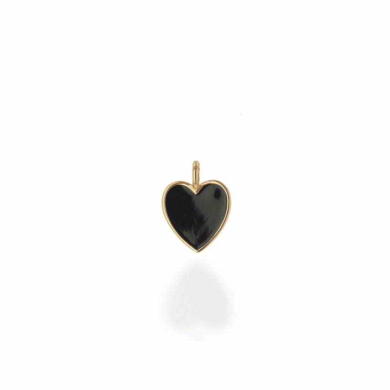 Rachel Reid Oversized Black Enamel Heart Charm Jewelry