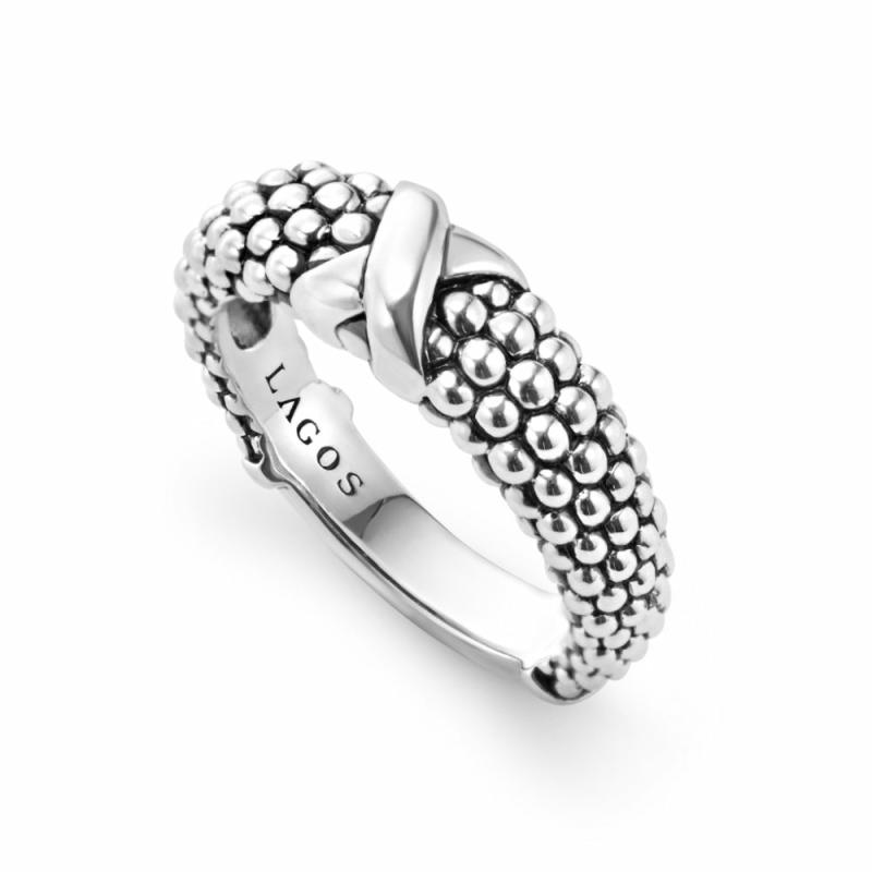 Signature Caviar Beaded X Ring Jewelry