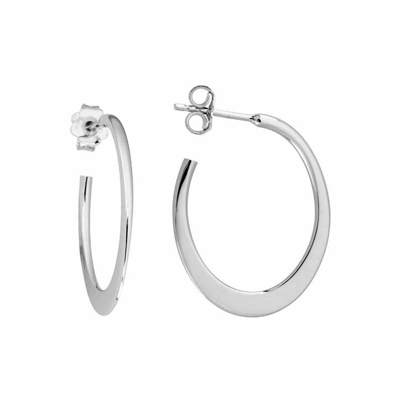 Silver 27Mm Oval Hoop Earrings Earrings