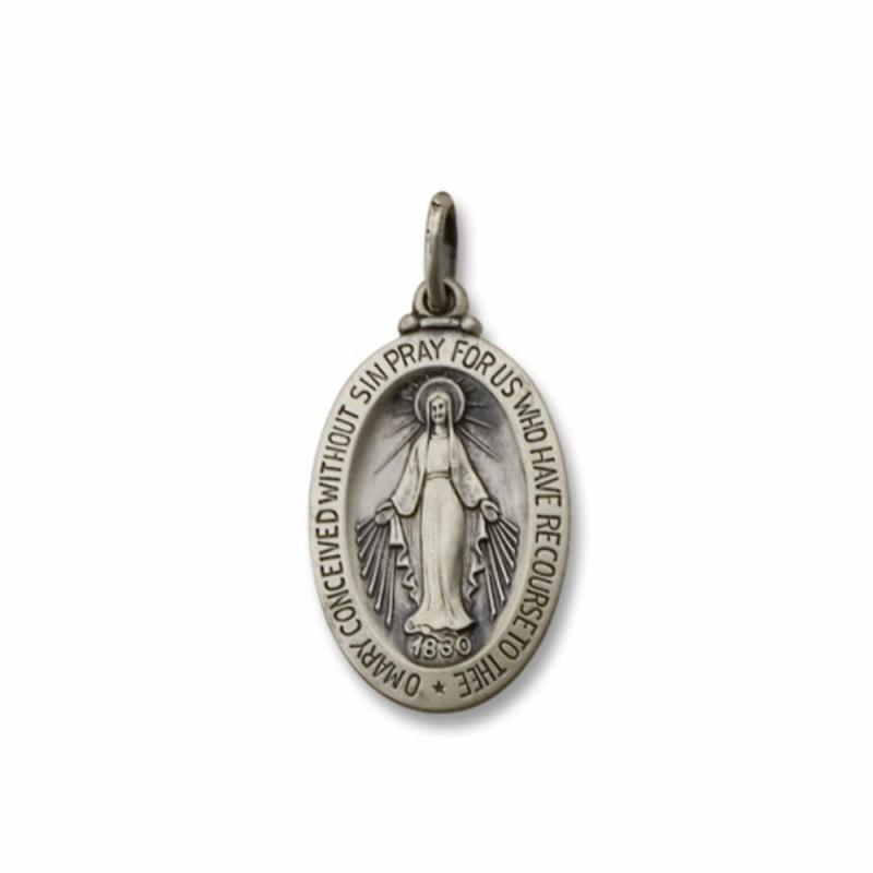 Silver Antiqued Miraculous Medal Charms & Pendants