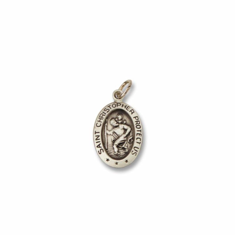 Silver Antiqued St. Christopher Medal Charms & Pendants