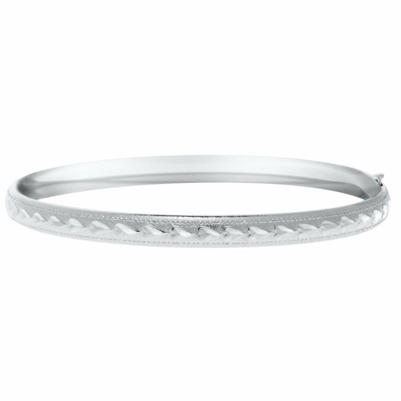 Silver Baby Bangle With Engraved Hearts Children's Jewelry