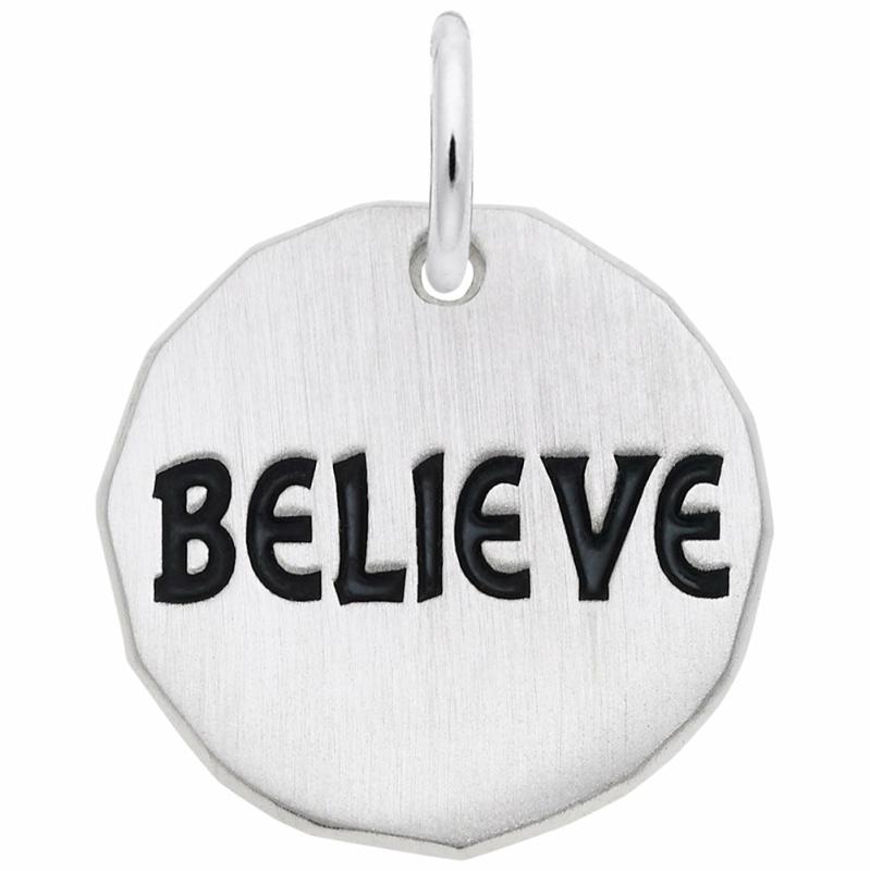 Silver Believe Tag Charm Charms & Pendants