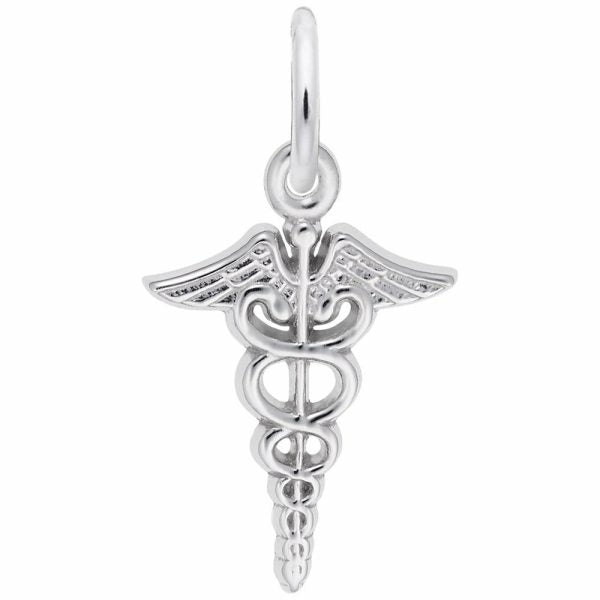 Silver Caduceus Charm Charms & Pendants