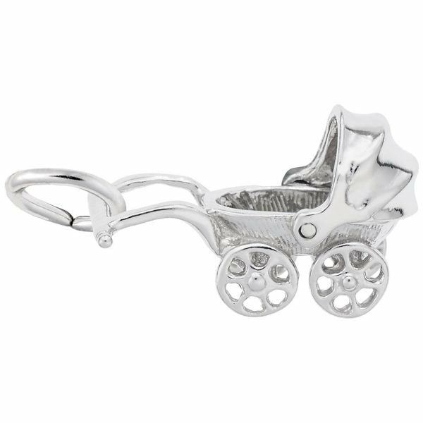 Silver Canopy Baby Carriage Charm Charms & Pendants