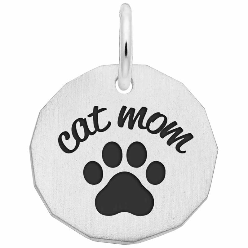 Silver Cat Mom Charm Charms & Pendants