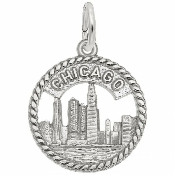 Silver Chicago Skyline Charm Charms & Pendants