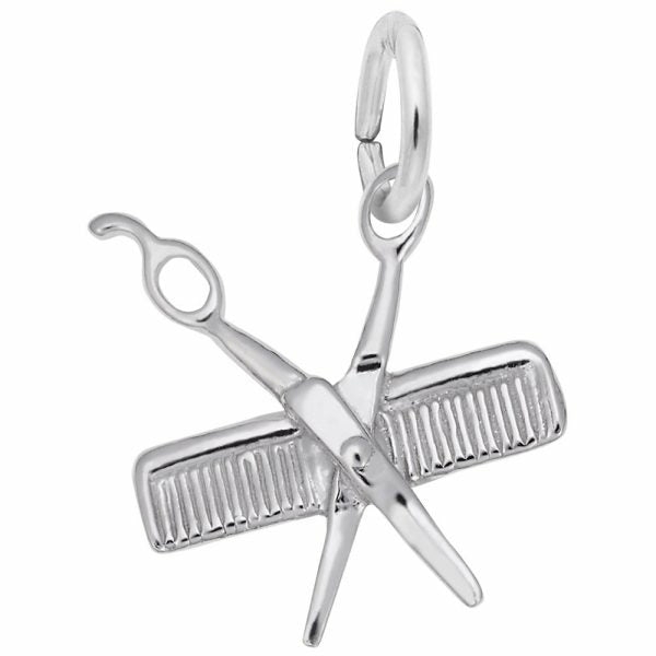 Silver Comb And Scissors Charm Charms & Pendants