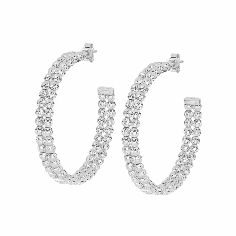 Silver Crystal Hoop Earrings Earrings