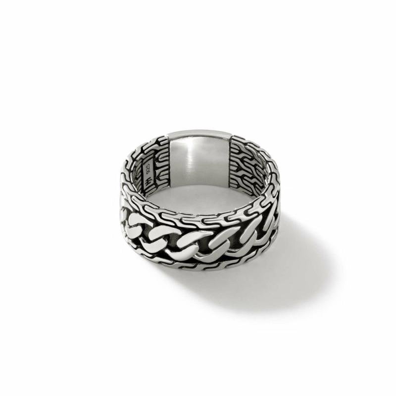 Silver Curb Link Band Ring Jewelry