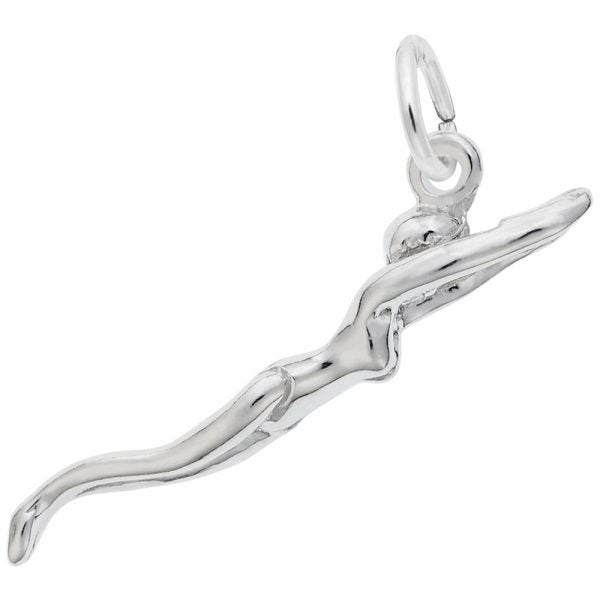 Silver Diving Female Swimmer Charm Charms & Pendants