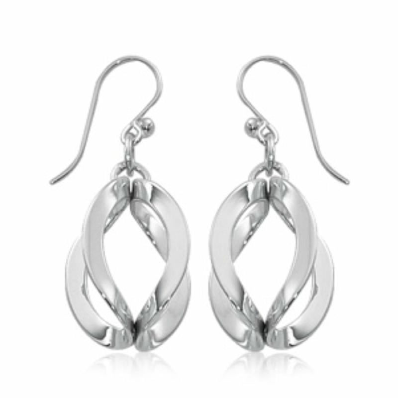 Silver Double Circle Dangle Earrings Earrings