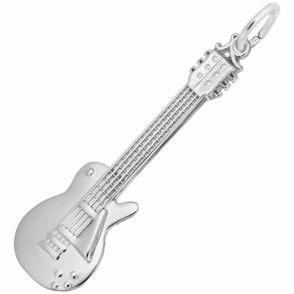 Silver Electric Guitar Charm Charms & Pendants