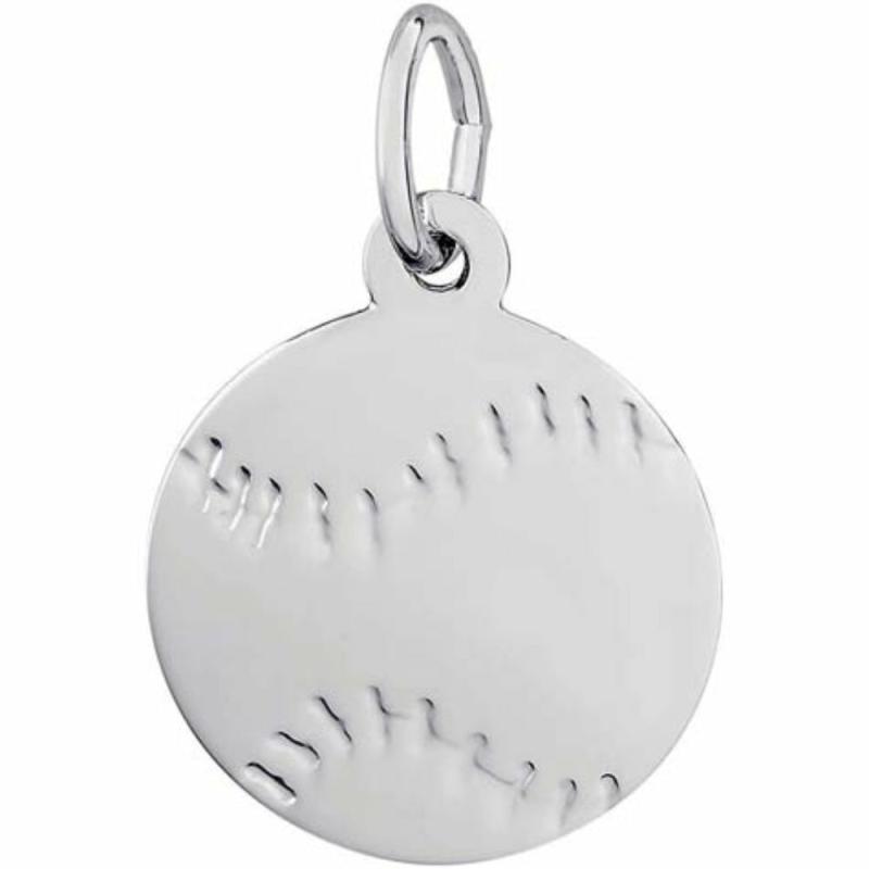 Silver Flat Baseball Charm Charms & Pendants