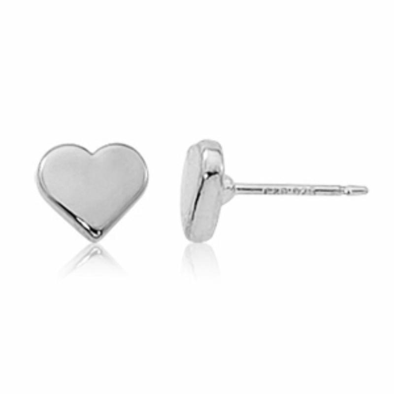 Silver Flat Heart Stud Earrings Earrings