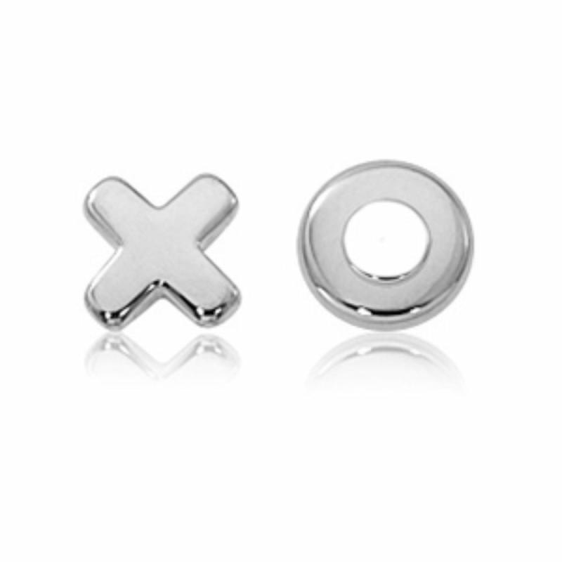 Silver Flat Hug & Kiss Stud Earrings Earrings