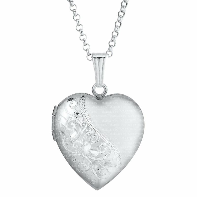 Silver Heart Locket Necklace Jewelry