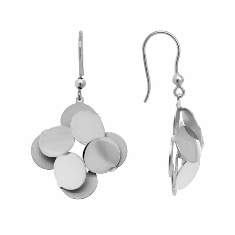 Silver Matte And Polished Multi Circle Dangle Earrings Earrings