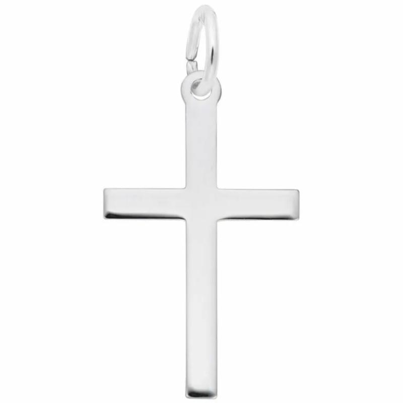 Silver Medium Plain Cross Charm 3/4″ Charms & Pendants