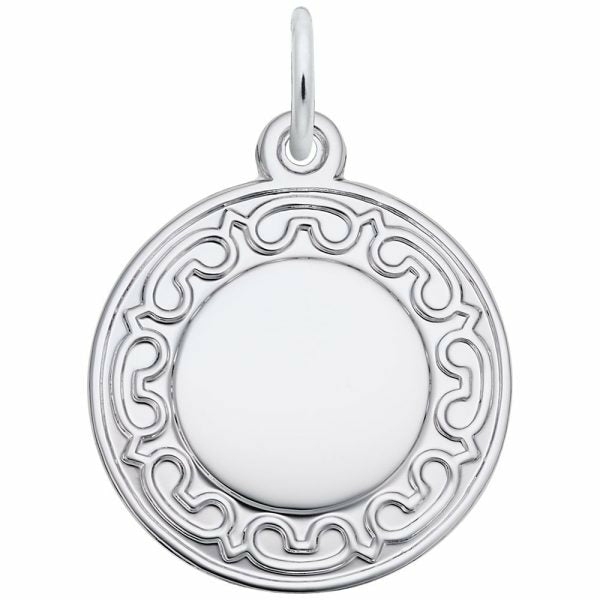 Silver Ornate Round Disc Charm Charms & Pendants