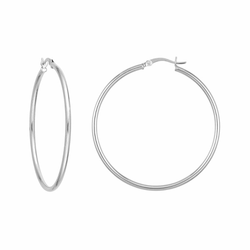 Silver Thin Polished Hoop Earrings Earrings