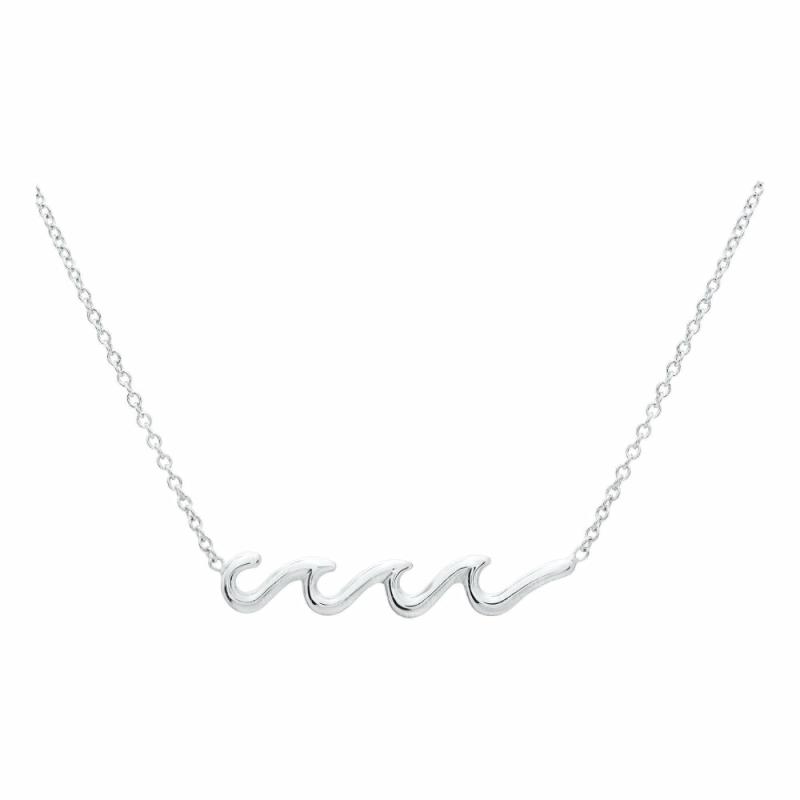 Silver Wave Bar Necklace 18″ Jewelry