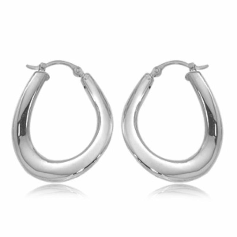 Silver Wavy Hoop Earrings Earrings