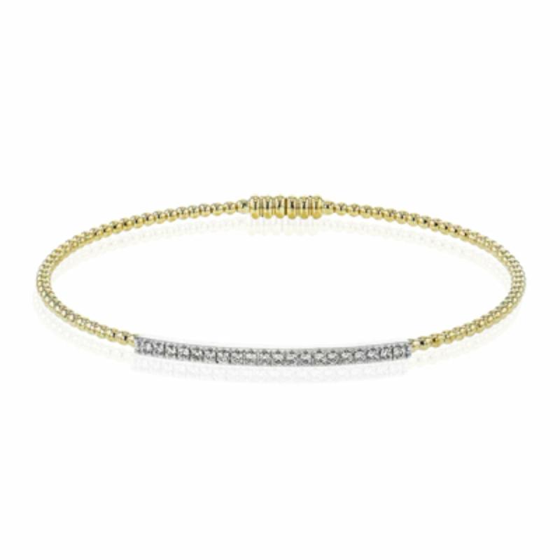 Simon G. 18K Two-Tone Beaded Bangle With Diamonds Bracelets