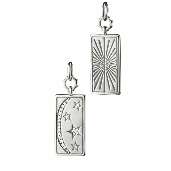 Sun, Moon & Stars Medallion With White Sapphires Charms & Pendants