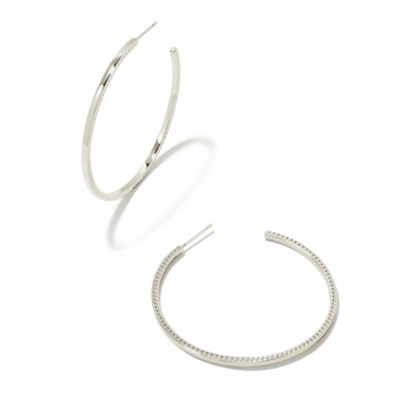 Sylvie Hoop Earring-Rhodium Earrings