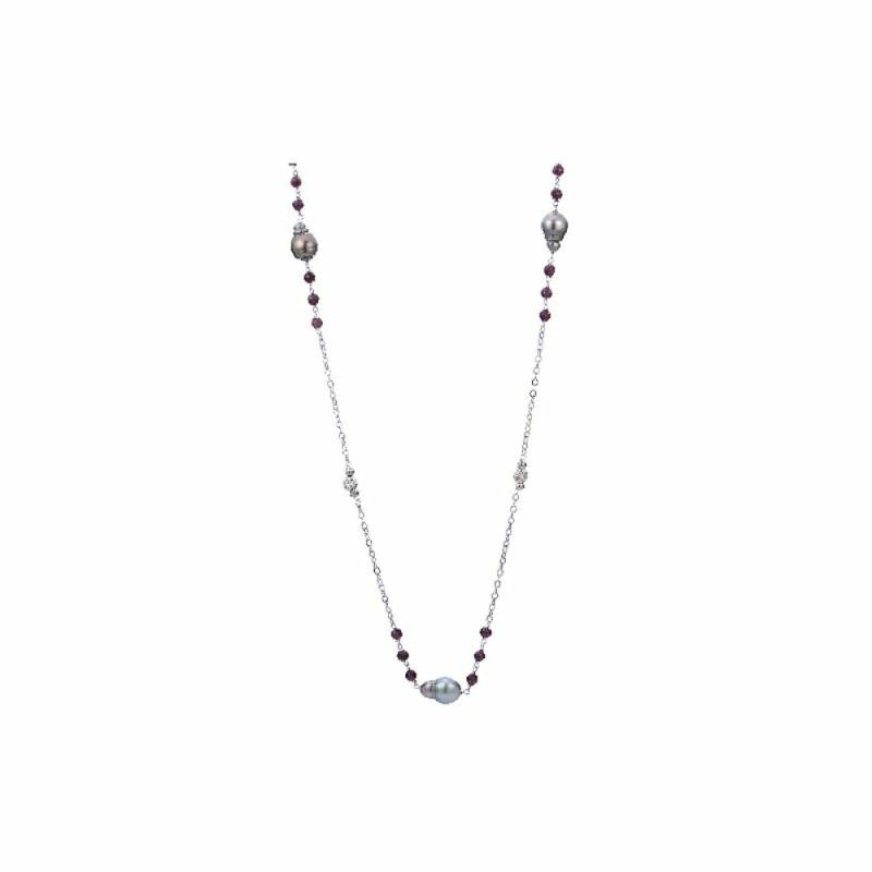 Tahitian Baroque Pearl And Garnet Necklace Jewelry