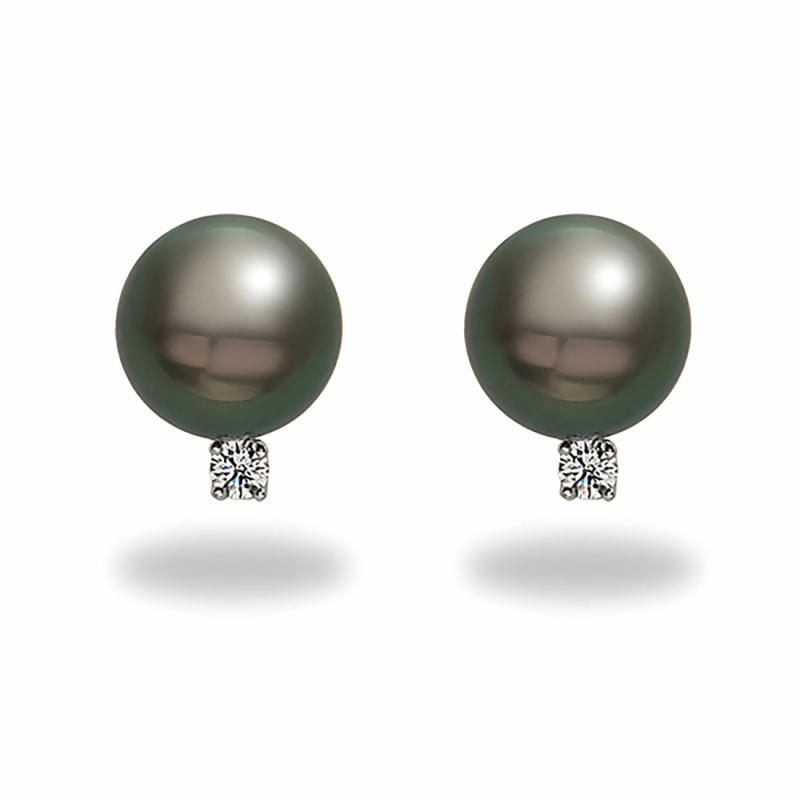 Tara 8-9Mm Tahitian Pearl And Diamond Stud Earrings Earrings