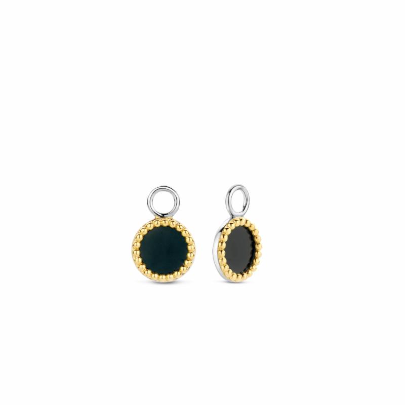 Ti Sento-Milano Silver/Yg Plated Onyx Ear Charm Earrings