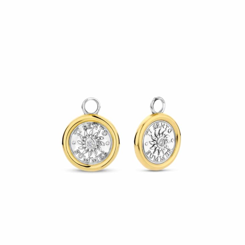 Ti Sento Two-Tone Sun Coin Ear Charms Earrings