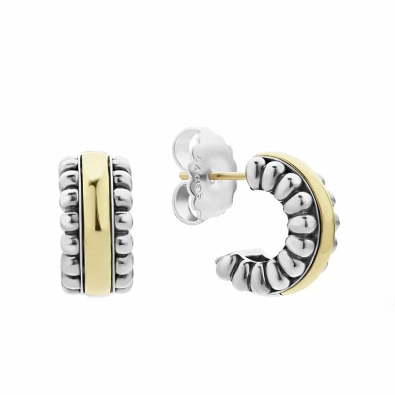 Two-Tone Flute Hoop Earrings Earrings