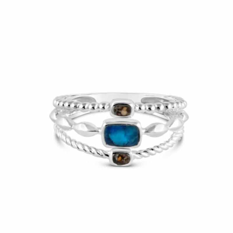 X Silver Boho Stack Ring – Bali Blue & Ocean City Sand Jewelry