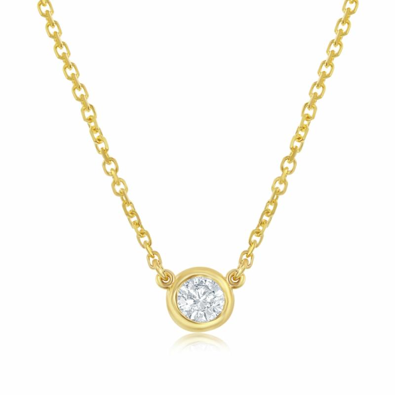 Yellow Gold Bezel Set Diamond Necklace- .15Ct Jewelry