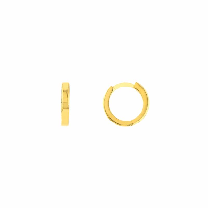 14K Gold Square Wire Huggie Hoops Earrings