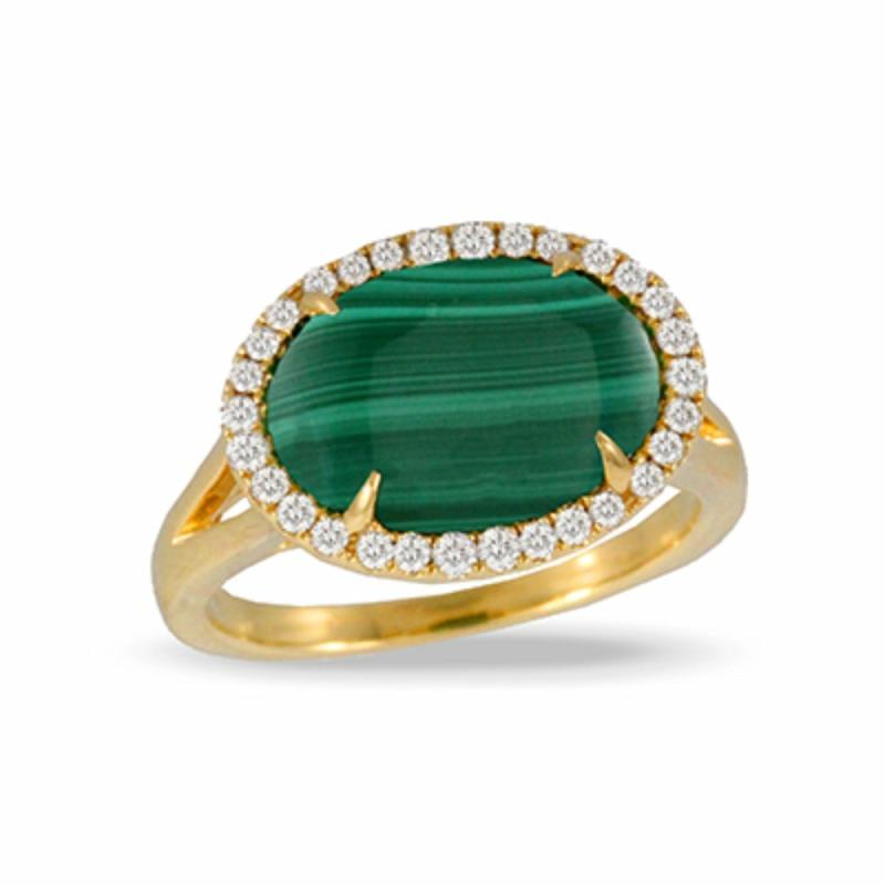 18K Gold Malachite & Diamond Ring Jewelry