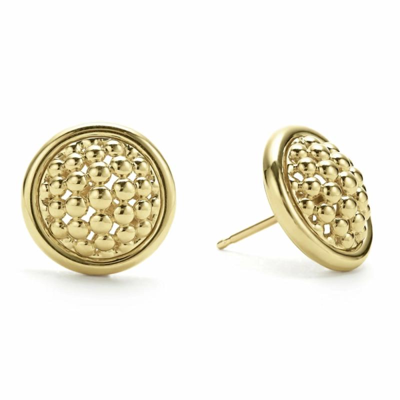 18K Gold Meridian Caviar Stud Earrings Earrings